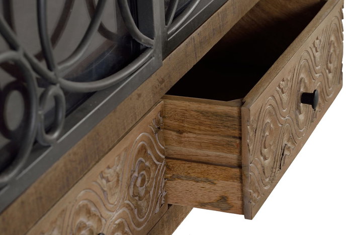 GINER Y COLOMER Vitrine en bois de manguier marron vieilli